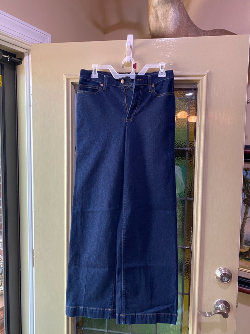 Lands’ End Wide Leg Jeans Womens 4 Dark Wash High Rise Denim